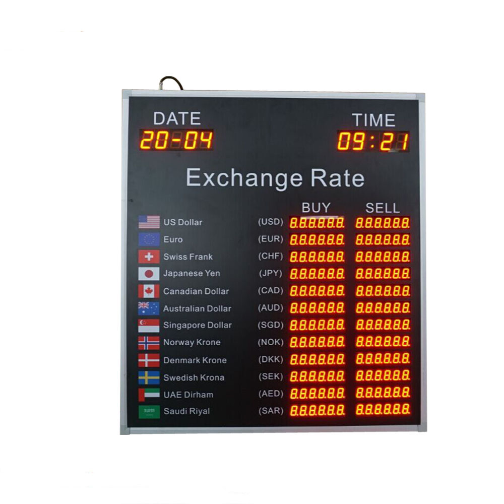 12 Rows and 2 Columns led exchange rate board